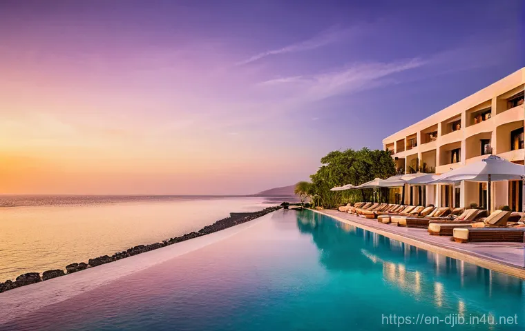 지부티 숙박 옵션 - **Prompt for Luxury Coastal Resort:**
    A stunning panoramic shot of a luxurious beachfront resort...