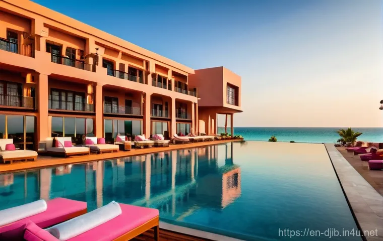 지부티 숙박 옵션 - **Prompt for Luxury Coastal Resort:**
    A stunning panoramic shot of a luxurious beachfront resort...