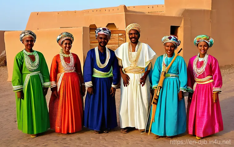 지부티의 주요 부족과 민족 - **Vibrant Djiboutian Market Scene**
    "A bustling, sun-drenched Djiboutian outdoor market is alive...