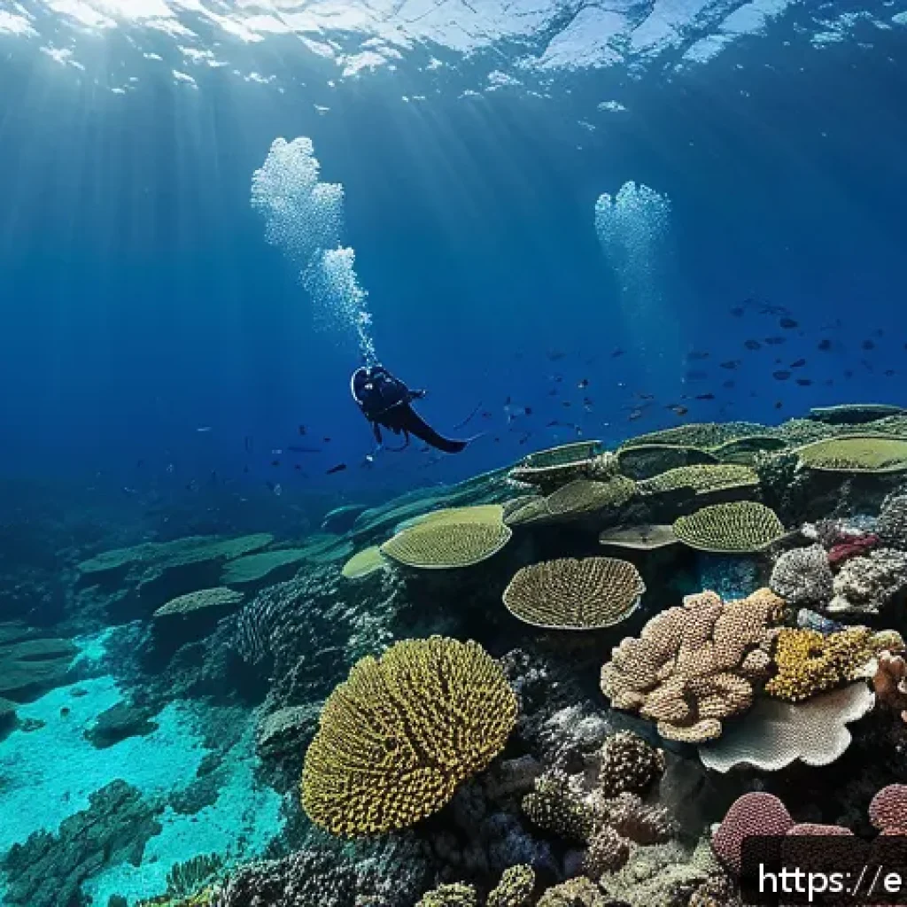 지부티 생물 다양성 보호 - A vibrant underwater scene showcasing the coral reefs along Djibouti’s coastline, teeming with diver...
